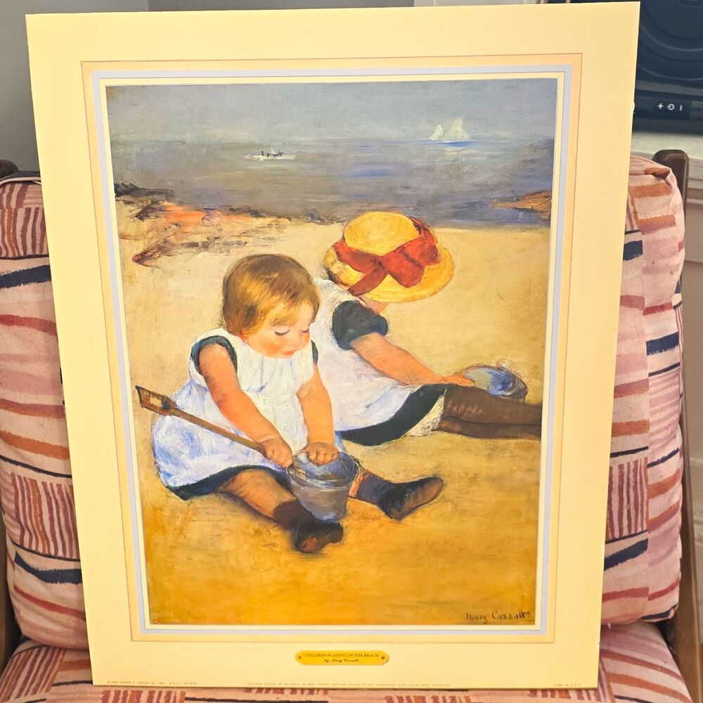 Mary Cassatt Children Playing on the Beach 1988 Vintage Lithograph Print Kaplan